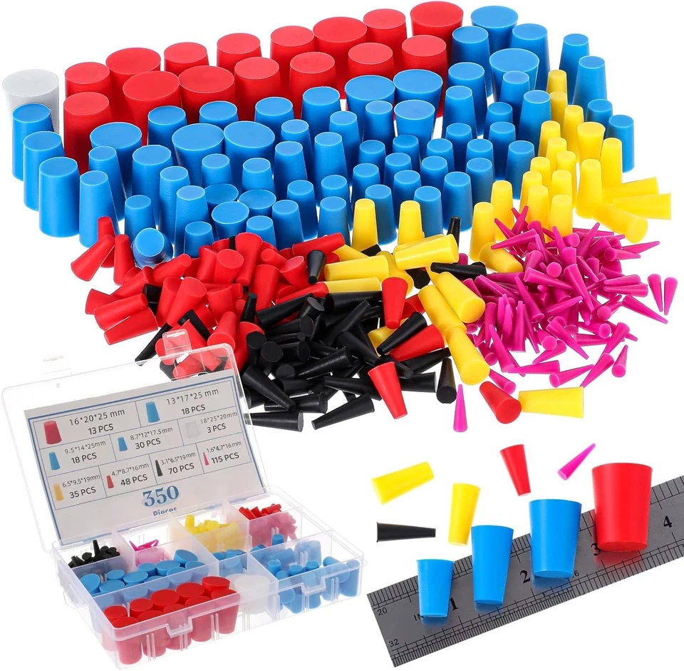 Tapones de silicona versátiles: paquete de 350 en 8 tamaños para revestimiento y protección de agujeros Foto 3 de 4