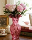 🌺 Vintage Fenton Cranberry Glass Optic Swirl Ruffled Vase 11” Art Glass Sticker
