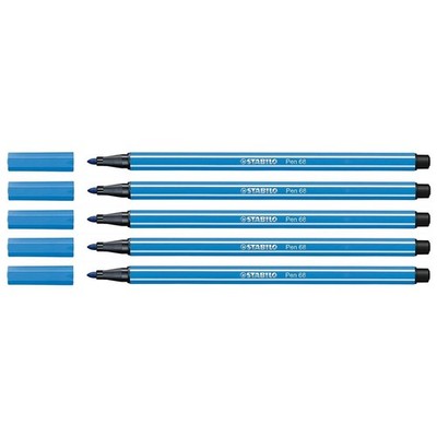 Stabilo Set of 5 Felt Tip Pens Drawing Pen 68 Paste   Medium 1 mm Dark Blue