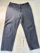 VTG Lee Riders Jeans Women's 36x27 Black High Rise Elastic Waist Straight Leg