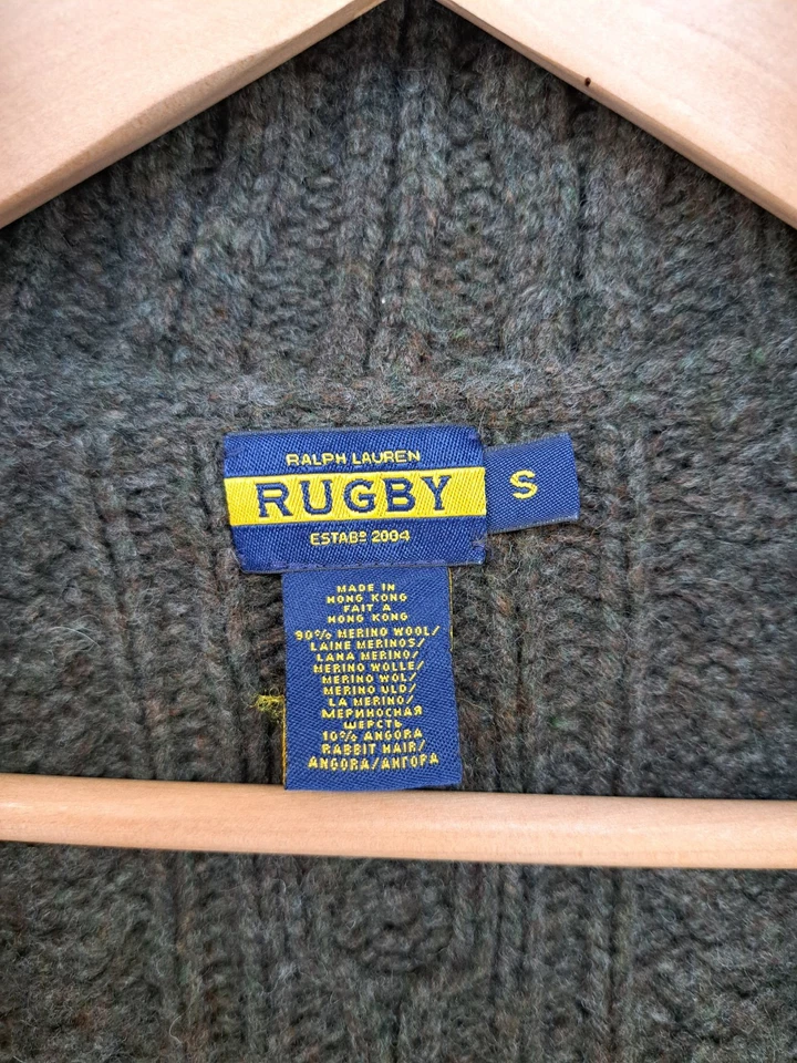 Cardigã Ralph Lauren Rugby Lã Suéter Feminino Pequeno Xale Verde Cinto Angorá - Imagem 3 de 4
