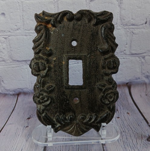 Vintage Antique Cast Iron Metal Switch plate Cover Ornamental Decor Floral Rose - Picture 3 of 10