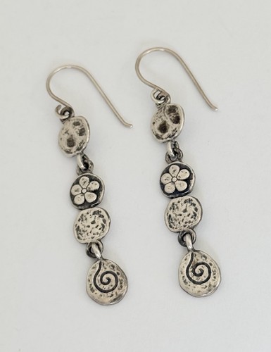 Silpada Sterling Silver Flower Swirl Disc Drop Dangle Earrings W1589 RETIRED