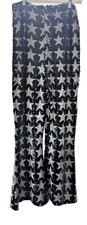 Nasty Gal Star Sequin Flare Leg High Rise Pants Black Women's Size 14 NWT