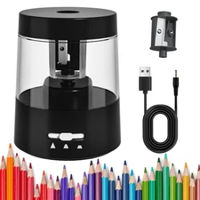 Electric Pencil Sharpener for Colored Pencils Auto StopBattery Operated Power...