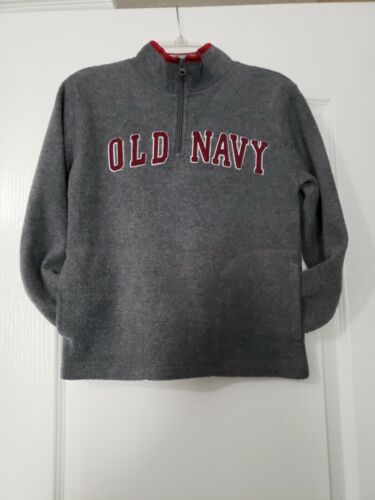 OLD NAVY- BOYS Size 6/7 GRAY FLEECE Pullover - FRONT QUARTER ZIPPER EUC