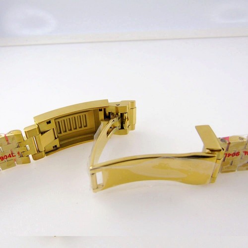 20MM Width Black Gold Brushed/Polished Oyster Strap Bracelet Slide Lock Clasp - Picture 15 of 33