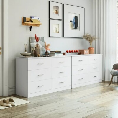 Homfa 6 Drawer White Double Dresser | eBay