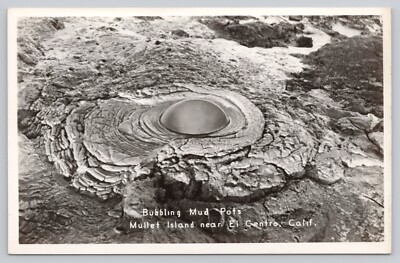 VTG RPPC Post Card Bubbling Mud Pots Mullet Island Near El Centro Cal. J308