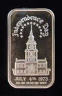 1973 Independence Day Madison Mint Bullion-999 Silver 1 Oz Ounce Art Bar