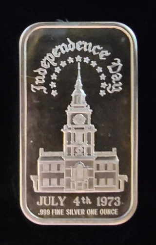 1973 Independence Day Madison Mint Bullion-999 Silver 1 Oz Ounce Art Bar