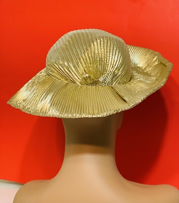 VINTAGE SUMMER HAT WITH A BOW BY DEBORAH OF NEW YORK GOLD  display picture 2