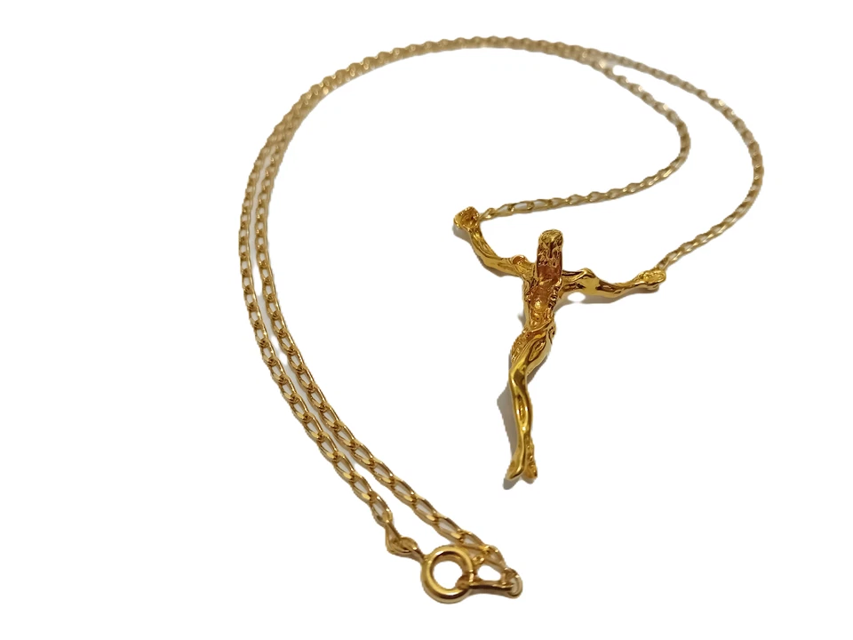 Salvador Dalí Impresionante Colgante Surrealista Chapado en Oro Cristo de San Juan 20" Foto 2 de 4