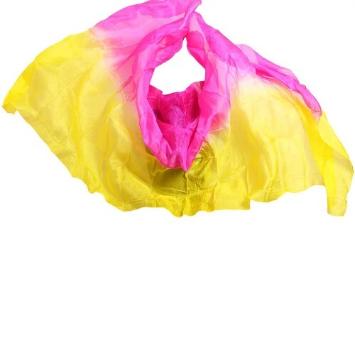 Belly Dance Veil Shawl Scarf Rose+Yellow Performance Silk Veil 250/270*114 cm - Imagen 5 de 12