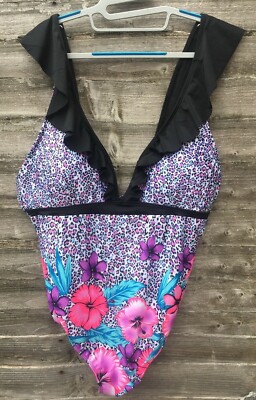 B.YOU Clothing Leopardenmuster wattierter Badeanzug Größe 24 neu kostenloser Versand 