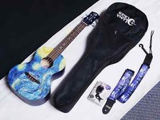 LUNA Starry Night Tenor UKULELE w/ Gig Bag, Strap Button, Tuner - new Uke