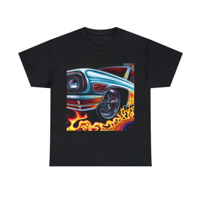 Vintage Style Lowrider T Shirt Chicano Cholo Art Flames Fire Cars