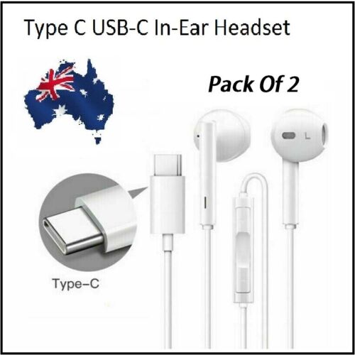 TypeC In-Ear Headset Stereo Headphone Sport Earphone Handfree With Mic Pack Of 2 - Afbeelding 1 van 10