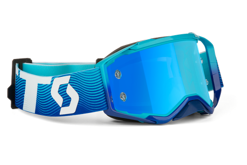 SCOTT Prospect Gafas de Motocross Blanco Azul Cromo Obras Lente Arrancar  Enduro | eBay