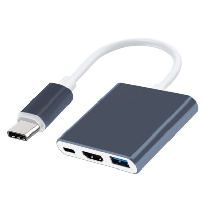 Superior Quality Large Power 1x 3in1 Type-C to HDMI/USB-C/USB 3.2 OTG Adapter US