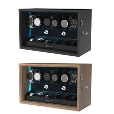 Automatic 6 Watch Winder 6 Display Storage Box Quiet Mabuchi Motors LED Light