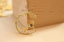 2pcs Gold Bird and Flower Charm,18K Gold Plated Brass Semicircle Wreath Pendant