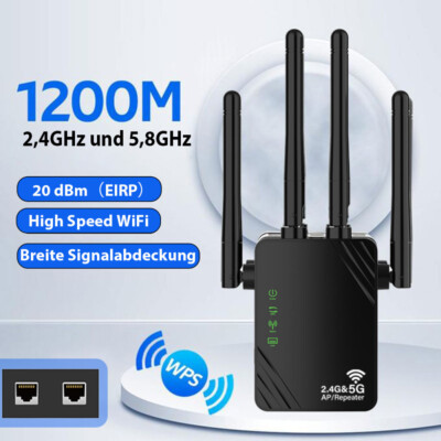 WLAN Repeater Router Range WIFI Signal Verstärker Access Point Booster 1200 Mbps