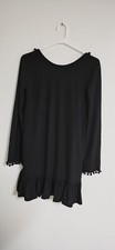 Pretty Little Thing Women's Black Pom pom Trim Backless Shift Dress Size 4 NWT