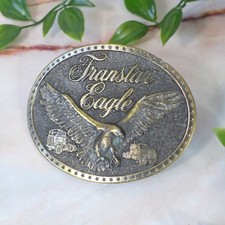 Vintage TRANSTAR EAGLE Great American Trucker Solid Brass Belt Buckle 3.50"