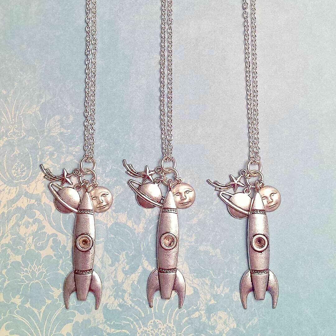 Smashing Pumpkins Mellon Collie Silver Necklace, Moon Stars