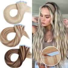 100 Tape In Human Hair Extensions 150g/60pcs Full Head Thick Skin Weft Full Head