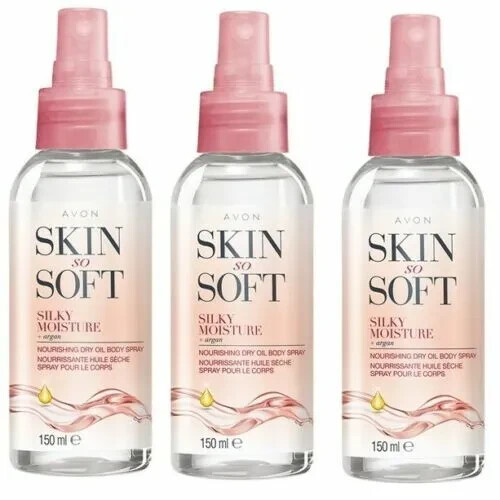 3 x Avon Skin So Soft Silky Moisture Spray 150ml FREE P&P - Picture 1 of 3