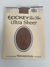 Jockey For Her Ultra Sheer Pantyhose Sandalfoot VTG 1990 Size Medium Chestnut