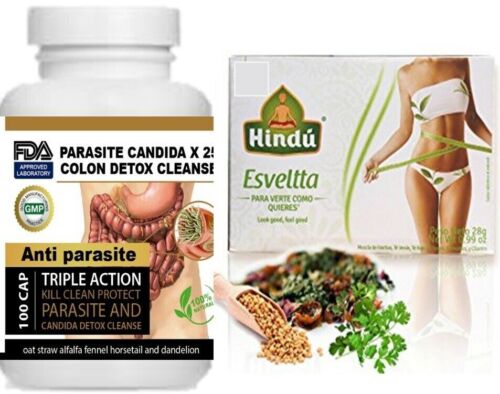 Herbal Clean Detox Body Liver Kidney Pancreas Colon 100 Caps + 1 Detox Tea Vegan