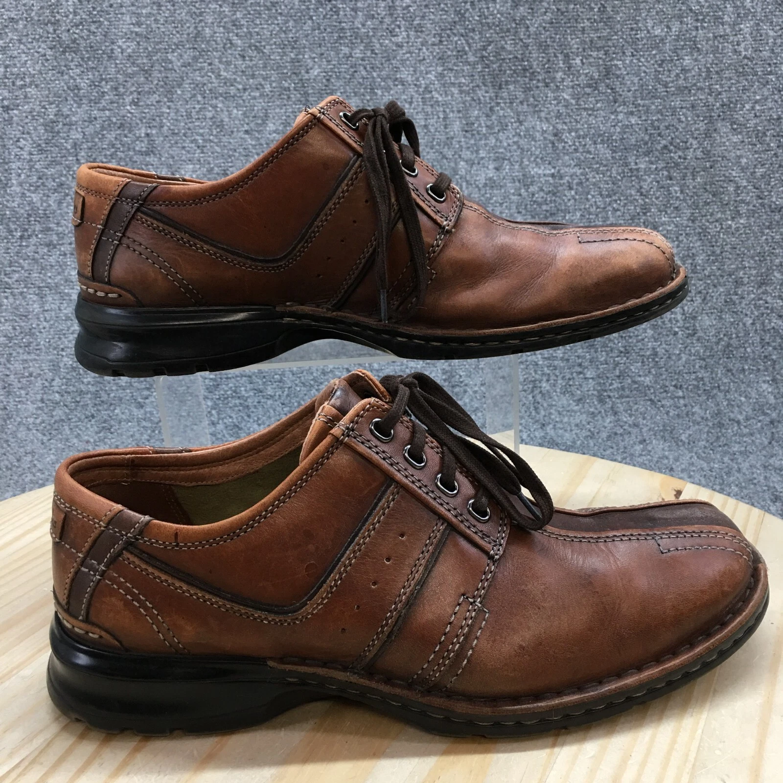 Scarpe Clarks uomo 10 5 M Touareg Vibe punta bicicletta Oxford 70852 pelle marrone