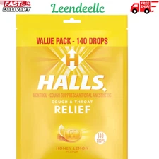 Halls Relief Honey Lemon Cough Drops, Value Pack, 140 Drops