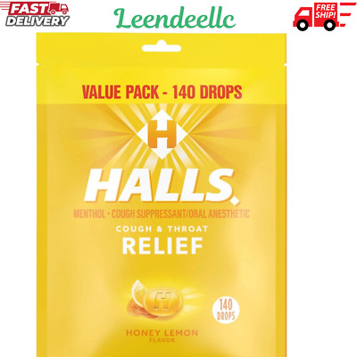 Halls Relief Honey Lemon Cough Drops, Value Pack, 140 Drops
