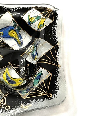 【新作からSALEアイテム等お得な商品満載】 Art Fused Higgins Modern Century Mid Glass in Birds Ashtray 工芸ガラス