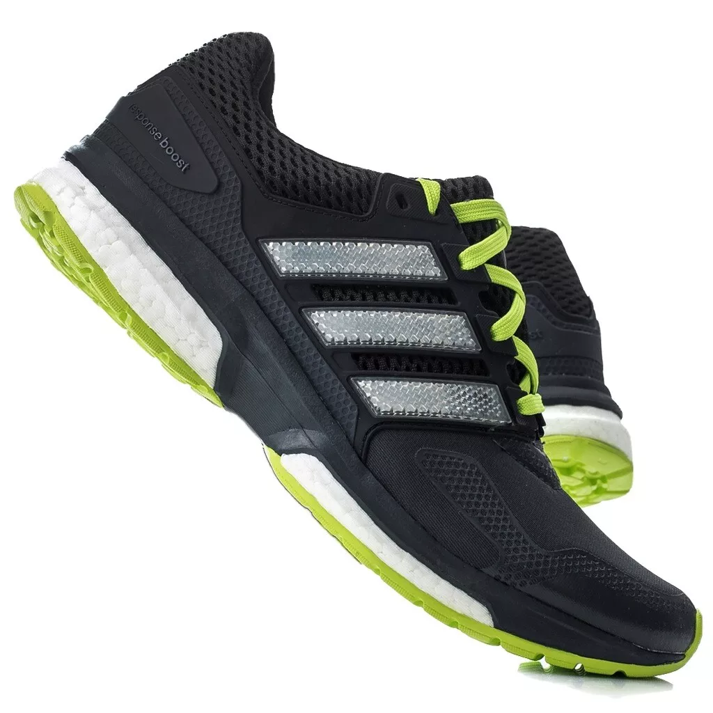 Adidas Response Boost 2 TechFit Running Shoes Black/Green Size 9 | eBay