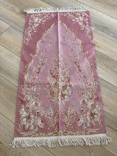 Silk Viscose Turkish Prayer Rug Pink Floral Decorative Mat Lightweight 48x26in