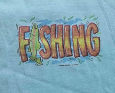Vintage  Double Sided 80s T Shirt Sz XXL New Fishing
