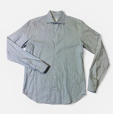 Armani Collezioni mens 15.5 39 L blue stripe fine cotton dress shirt