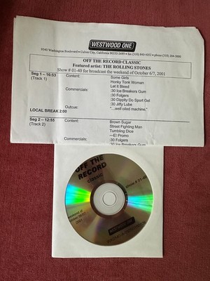 Rolling Stones Off The Record Westwood One CD Show #01-40 Oct 2001 Broadcast NEW