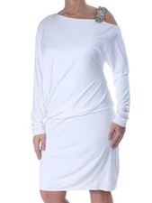 DAVID MEISTER Womens White Cold Shoulder Long Sleeve Party Blouson Dress 12