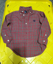 Chaps Boys Long Sleeve Button-Down Plaid Collared Woven Cotton Shirt 3T