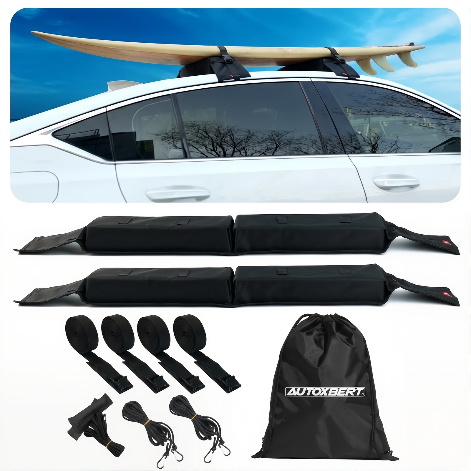 Canoe Sup Surfboard Soft Cross Bar Car Top Carrier