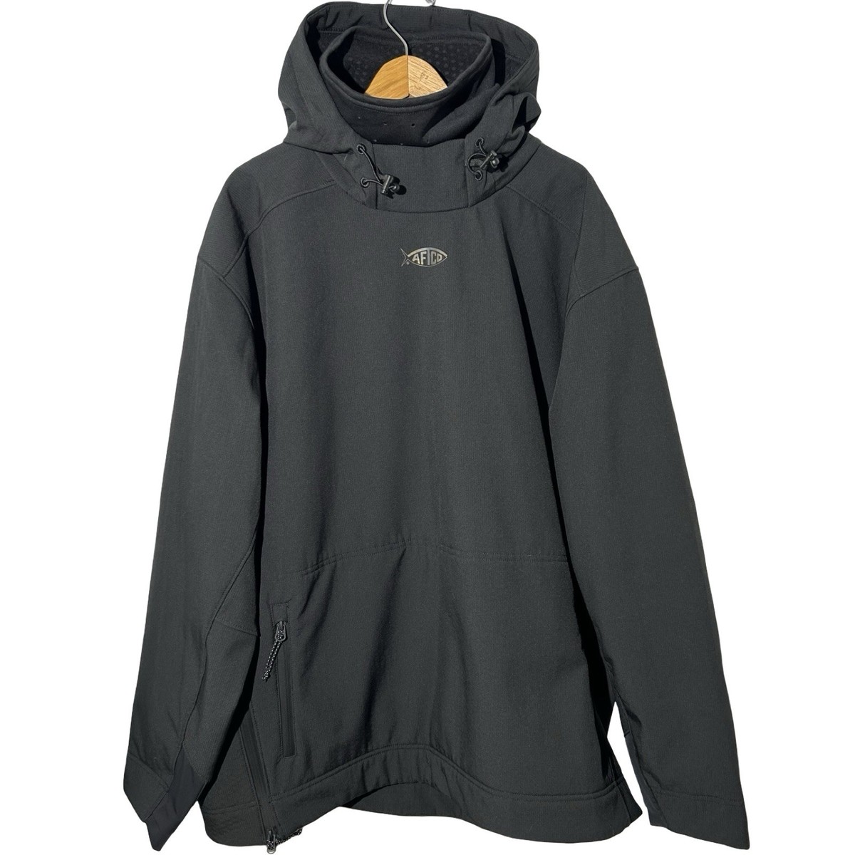 AFTCO Reaper Windproof Pullover Hoodie Black Jacket Men's Sz 2XL