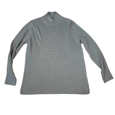 Mark Shale 100% Silk Long Sleeve Sweater Gray Women Size L Office Career