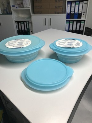 Tupperware Mini Max Behälter (3 Teile) - faltbar -  blau - NEU & unbenutzt