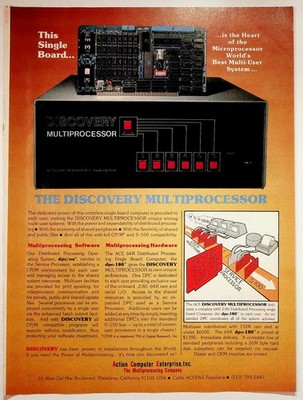 Action Computer Enterprise Discovery Multiprocessor Vintage Print Ad 1980s